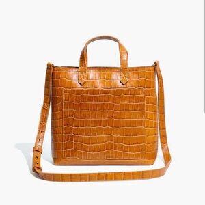 Madewell Zip-Top Small Transport Crossbody: Croc Embossed Boutique Gold